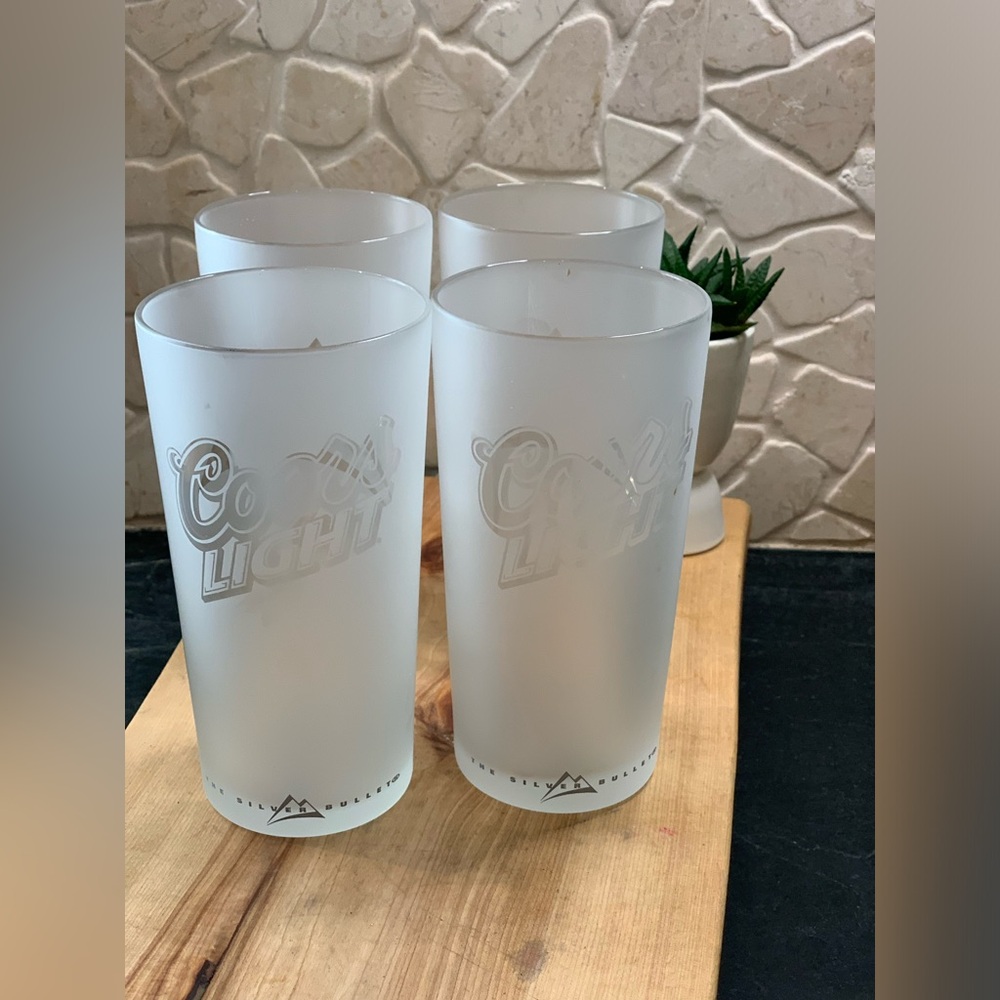 COORS LIGHT | Set of 6 | Vintage Frosted Silver Bullet Pint Glasses